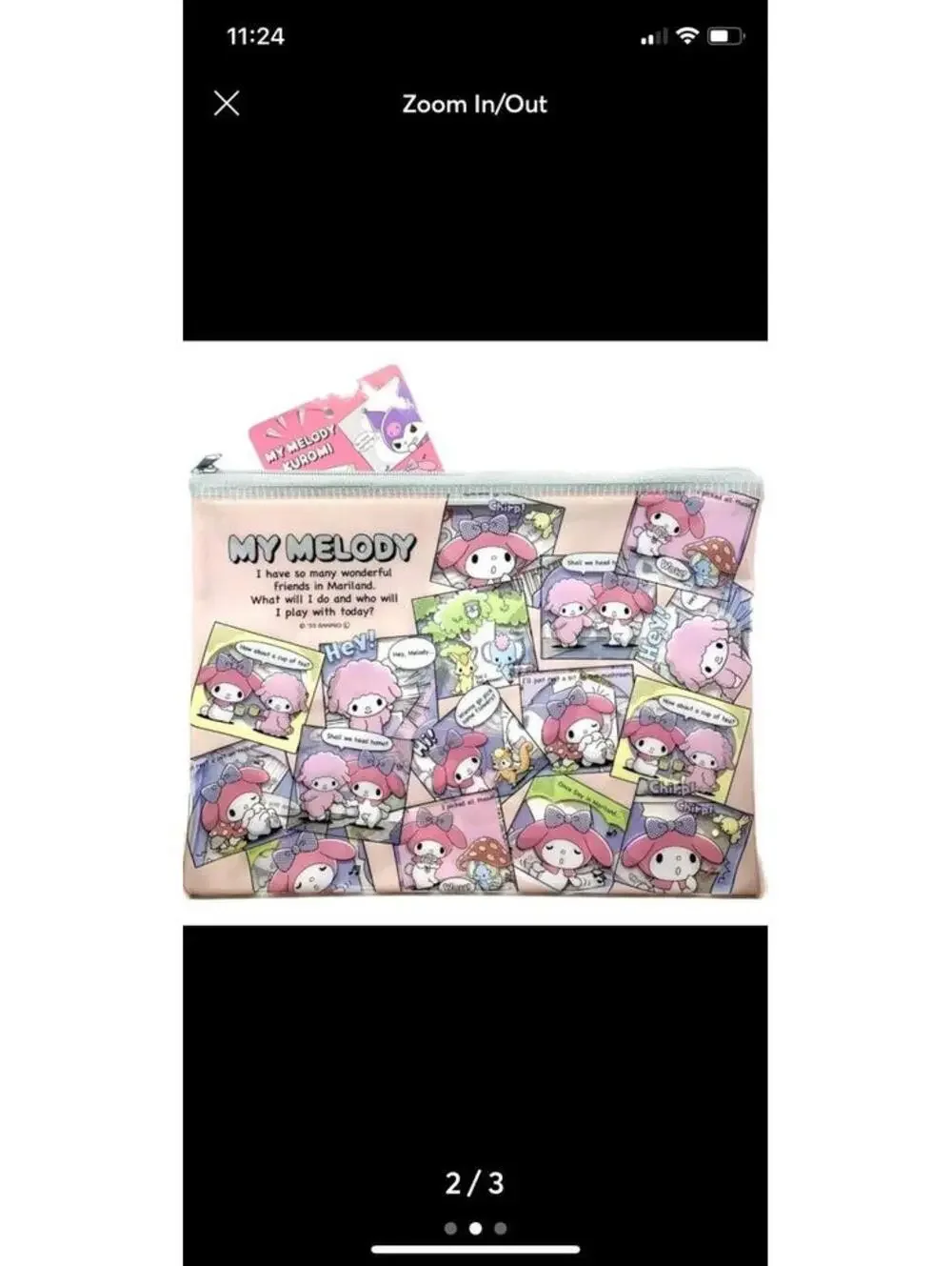 Sanrio Kuromi My Melody Comics Manga Flat Pouch Case Dual Sided